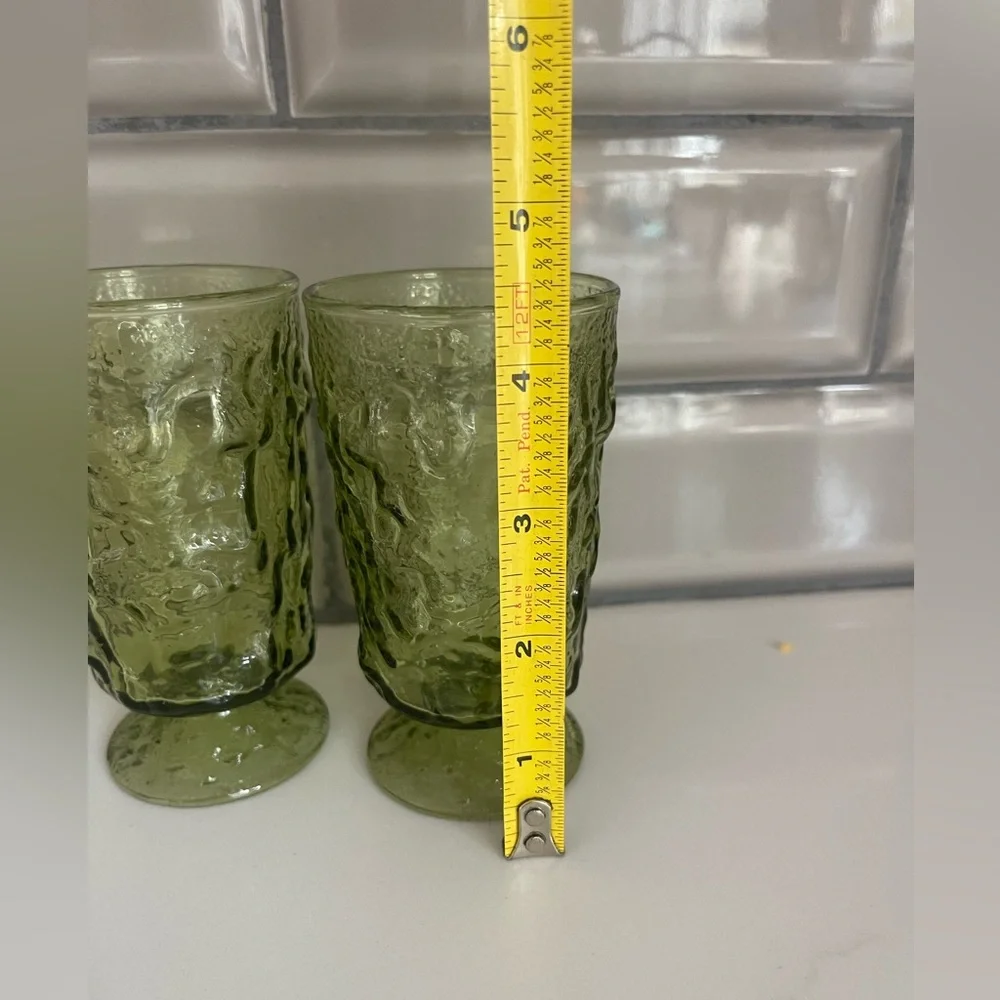 Set of 2 Anchor Hocking vintage Milano Green glassTumblers